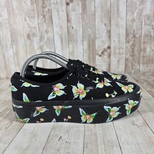 Vans Authentic Platform glow in the dark Butterfly Black Women Shoes‎ Size 9.5